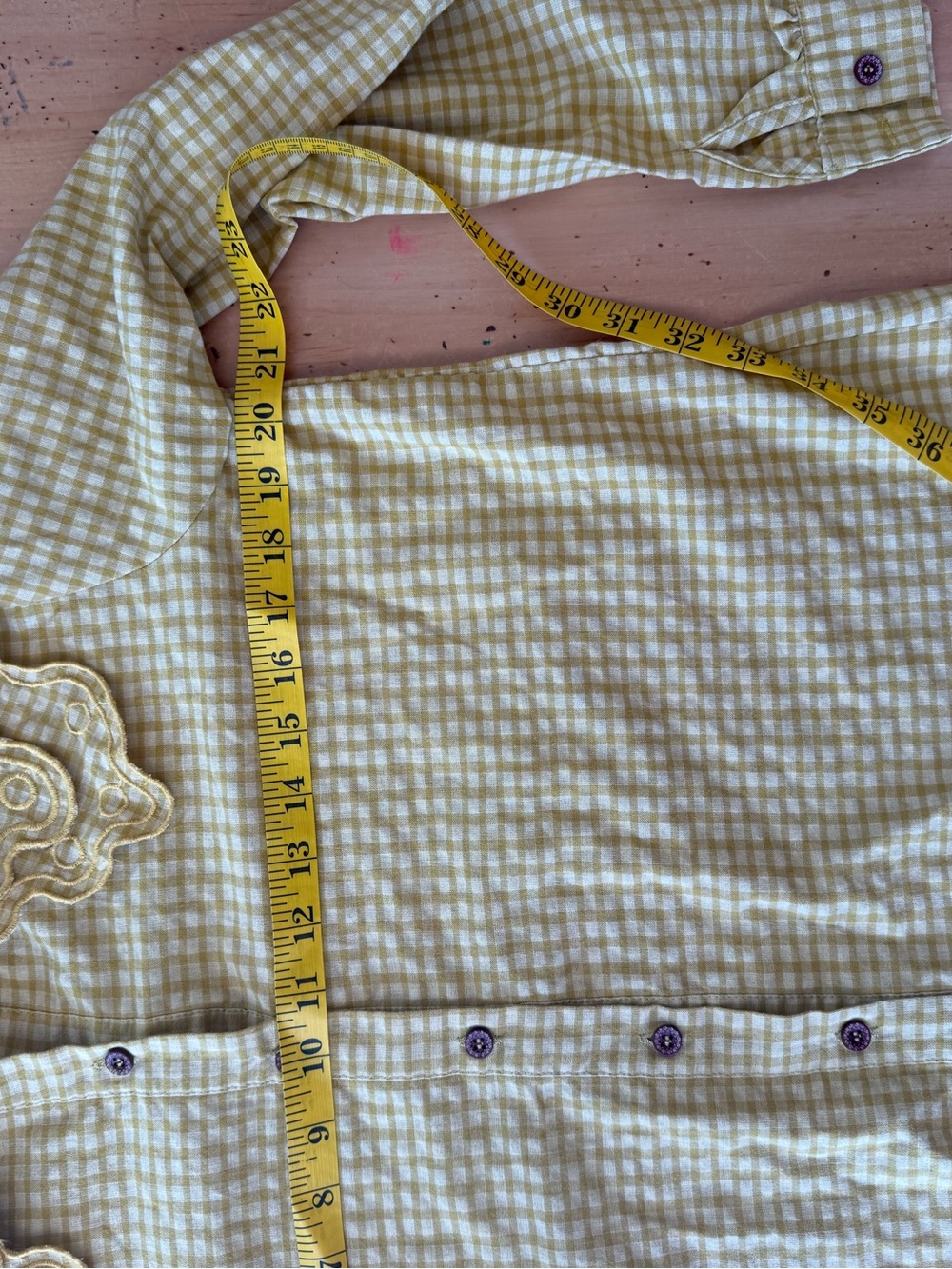 Cotton yellow gingham blouse - Picture 6 of 6